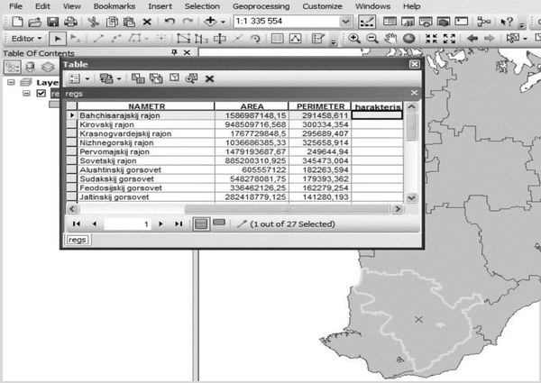 ������ ���������� ������������ ���������� � ��������� ArcGis 1